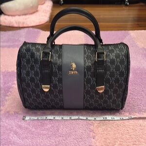 U.S. Polo Assn. Black and Gray Duffel Bag with Structured Design